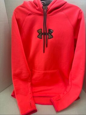 Under Armour Neon Coral Hoodie with Camo Logo